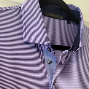 Greyson Men's Polo Golf Shirt in Purple Stripes